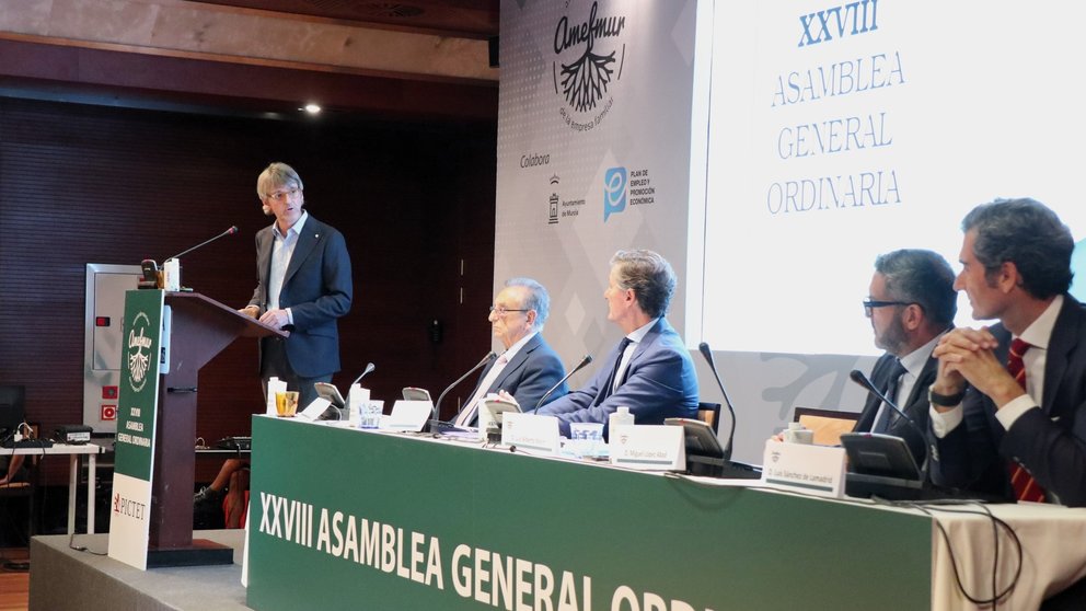 El consejero de Economía y Empresa, Luis Alberto Marín, interviene en la XXVIII Asamblea de Amefmur.