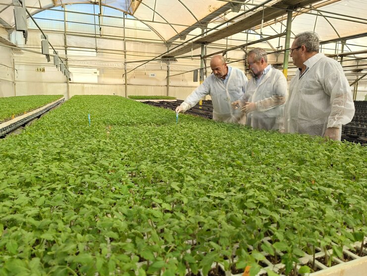 El secretario general de la Consejería de Agua, Agricultura, Ganadería y Pesca, Francisco González Zapater, en la visita a Viveros La Sala.