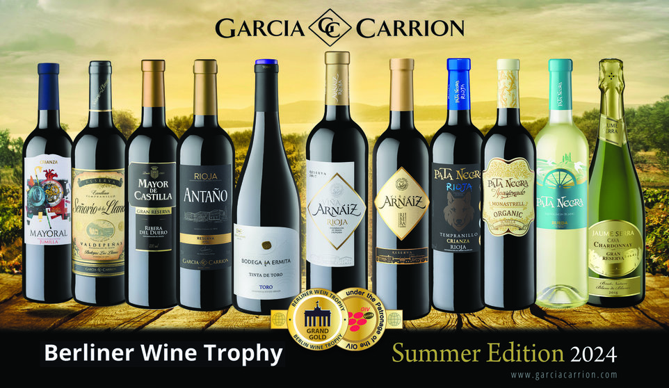 Cartel de las medallas de García Carrión en el Berliner Wine Trophy - Summer Edition (BTW).