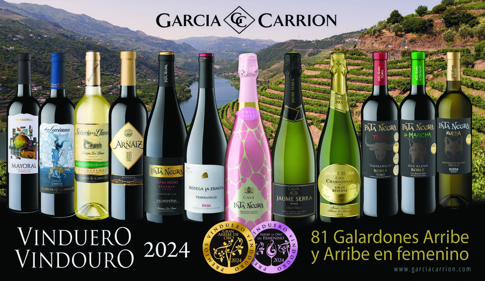 Vinos de García Carrión galardonados en los Premios VinDuero-VinDouro 2024.