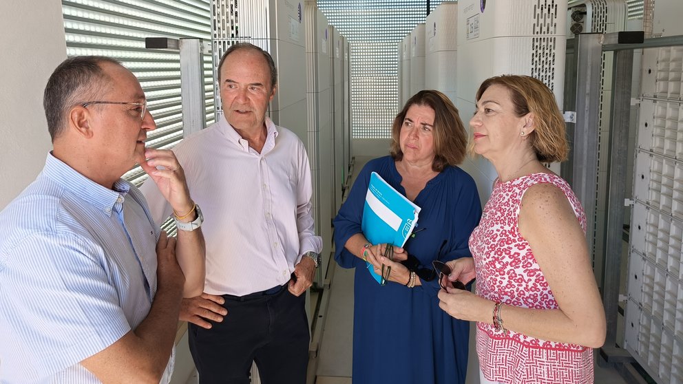 El director general de Industria Agroalimentaria, Fulgencio Pérez, en la instalación de baterías de la Bodega Hijos de Juan Gil.