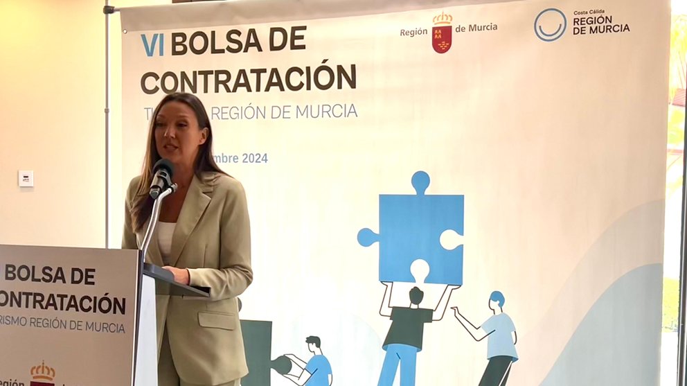 La consejera Carmen Conesa durante su intervencióhn en la inauguración de la VI Bolsa de Contratación de Turismo Región de Murcia.