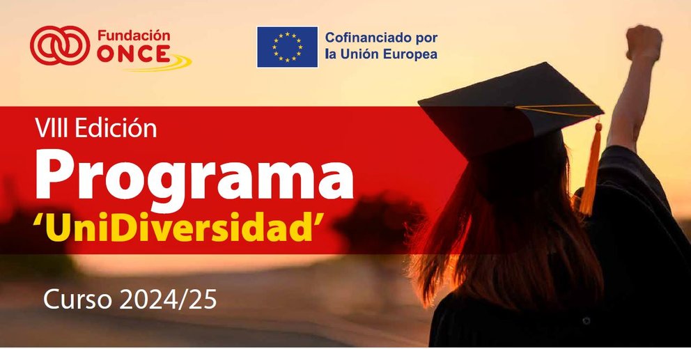 Cartel de la VIII edición del programa UniDiversidad, impulsado por Fundación ONCE con el apoyo del Fondo Social Europeo (FSE).