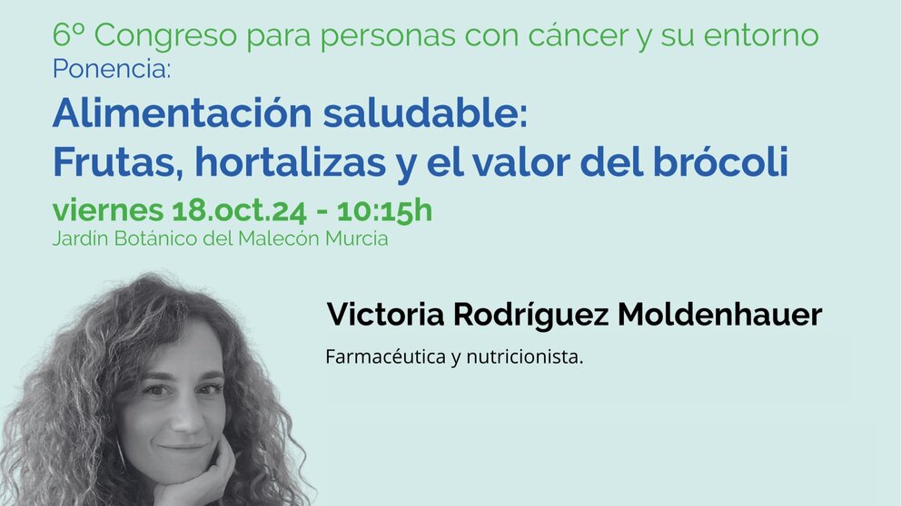 Cartel de evento de la AECC de Murcia donde intervendrá Proexport con la ponencia de Victoria Rodríguez Moldenhauer.