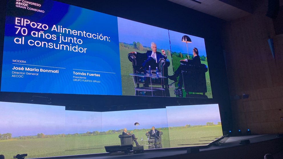 Un momento de la participación del presidente de El Pozo Alimentación y Grupo Fuertes, Tomás Fuertes, en el Congreso AECOC de Gran Consumo.