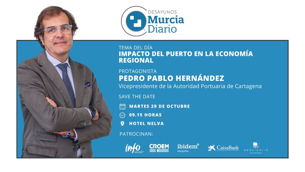 Pedro Pablo Hernández es el invitado del próximo Desayuno Murcia Diario de este mes de octubre.