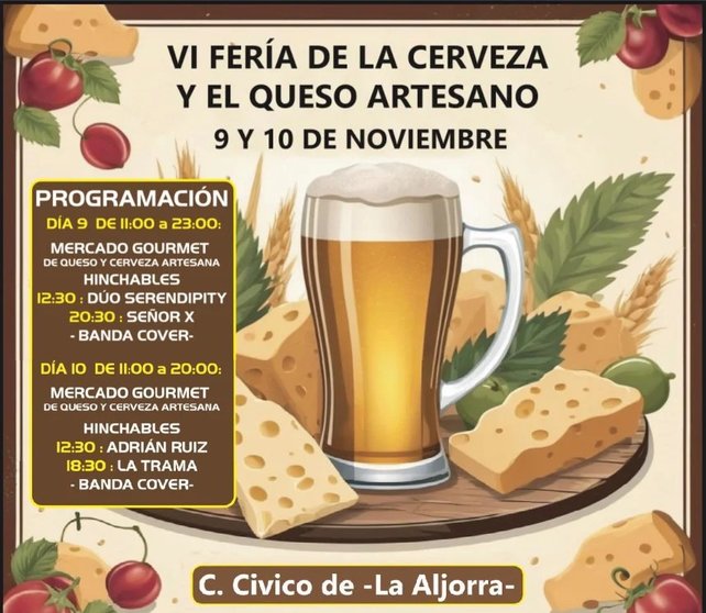 Cartel de la VI Feria de la Cerveza y el Queso Artesano en La Aljorra.