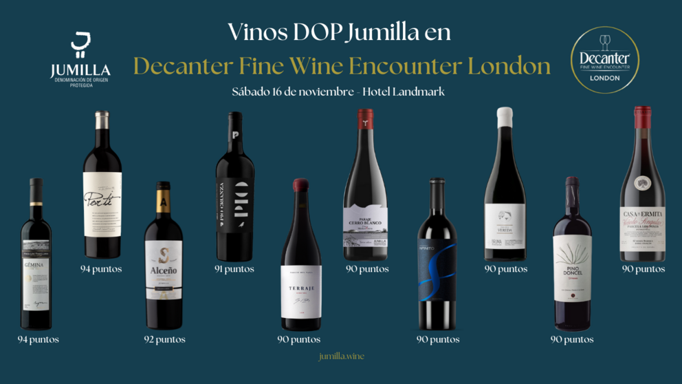 Cartel de los vinos de la DOP Jumilla presentes en el encuentro internacional. (DOP Jumilla)