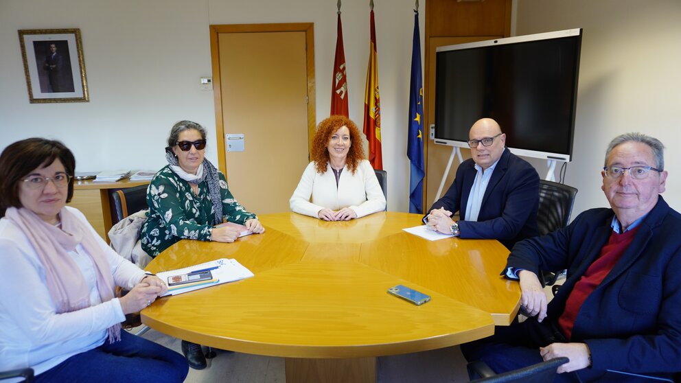 La directora general del SEF, Pilar Valero, durante la reunión mantenida esta semana con representantes de Cermi. (CARM)