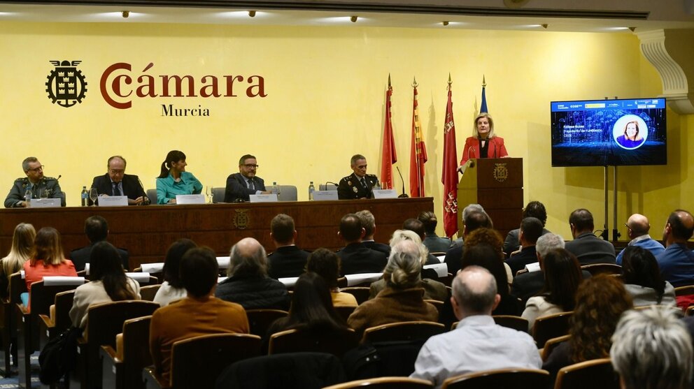 Un momento de la jornada sobre ciberseguridad organizada por la Fundación CEOE en colaboración con CROEM y el Instituto Nacional de Ciberseguridad (INCIBE) en la Cámara de Murcia. (CROEM)