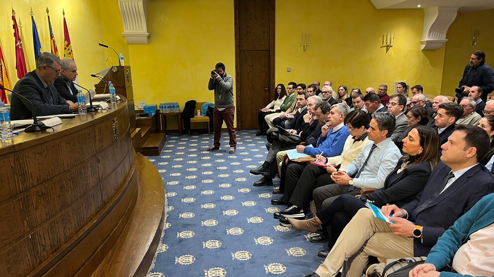 La consejera de Agua, Sara Rubira, en el Consejo del Agua de la Demarcación del Segura, convocado por la Confederación Hidrográfica del Segura (CHS). (CARM)