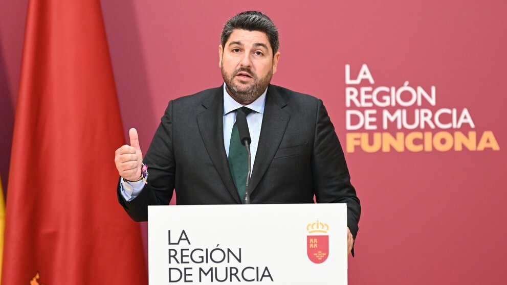 López Miras compareció hoy en el Palacio de San Esteban tras presidir el Consejo de Gobierno de la Región de Murcia. (CARM)