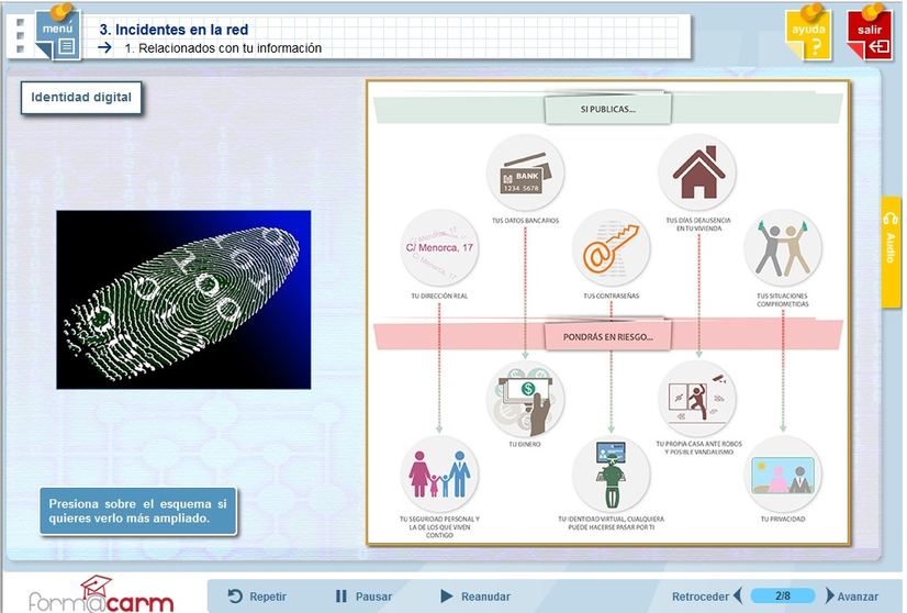 Captura de pantalla de uno de los cursos sobre ciberseguridad que ofrece la plataforma Form@carm (CARM)