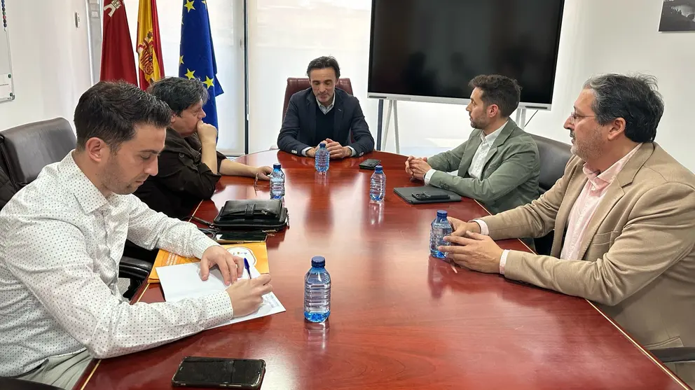 Un momento de la reunión entre el consejero de Fomento e Infraestructuras, Jorge García Montoro, con la presidenta de FAMDIF, Carmen Gil. (CARM)