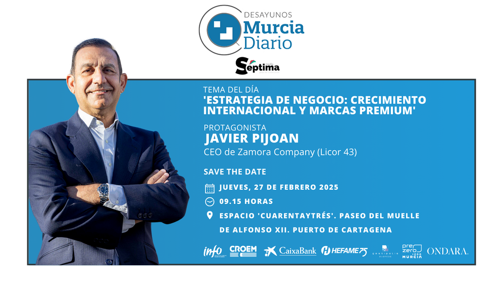 Javier Pijoan, ponente invitado a los Desayunos de Murcia Diario.