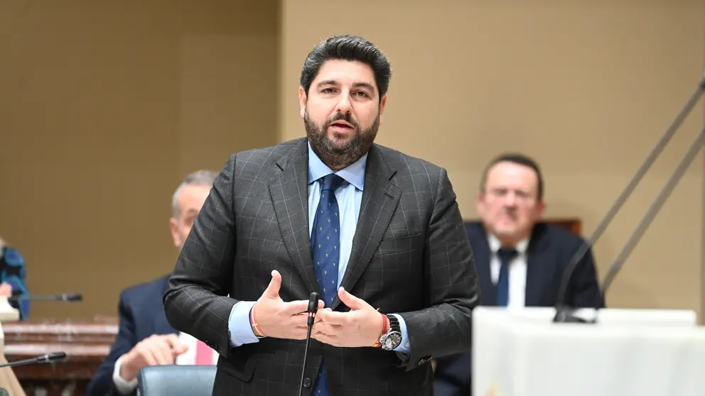 El presidente de la Comunidad, Fernando López Miras, durante el Pleno de la Asamblea Regional. (CARM)