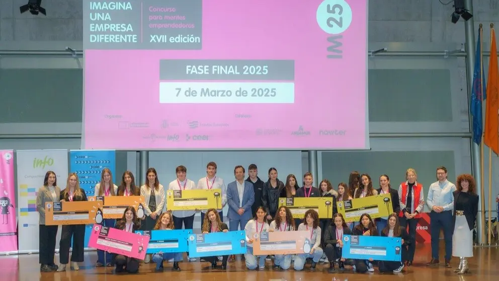 Imagen con los ganadores del concurso 'Imagina una empresa diferente'. (CEEIM)