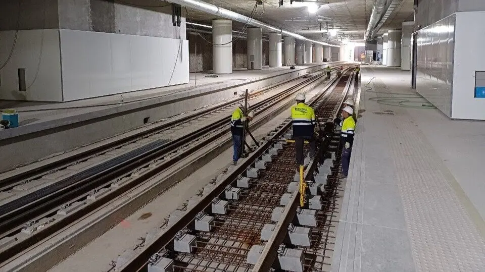 Trabajos de vía en la estación soterrada de Murcia del Carmen. (Ministerio de Transportes)