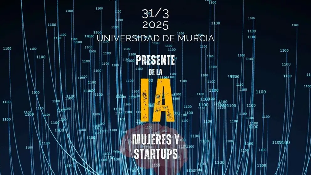 Cartel del evento sobre IA de la Cátedra de Mujer Empresaria y Directiva y la Asociación Murcia Inteligencia Artificial (MIA), en colaboración con Séptima Media. (Séptima Media)